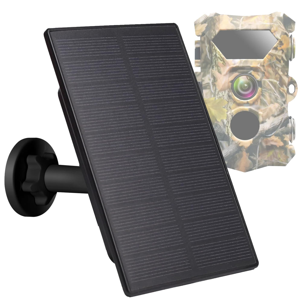 LIFEMOI solar panel top view, ready for 12V/1A trail camera power