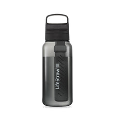 LifeStraw Go Nordic Noir bottle front view for safe, clean hydration on the go.