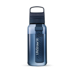 LifeStraw Go Series bottle front view shows 1L capacity for safer hydration on the go.