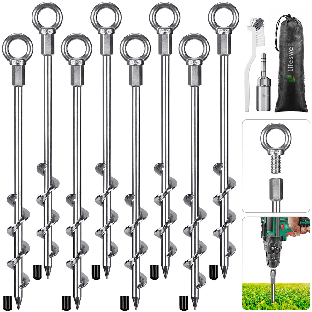 Lifeswell ground anchor 12-inch packaged ready for outdoor stability and reuse.