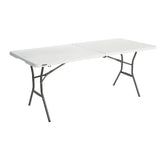 LIFETIME 25011 fold-in-half table, 6 ft, white granite for indoor or outdoor use