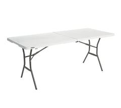 LIFETIME 25011 fold-in-half table, 6 ft, white granite for indoor or outdoor use