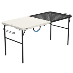 Lifetime 5-Foot Tailgate Table with Grill Rack provides a sturdy surface for hot items at outdoor gatherings