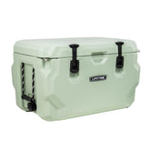Lifetime 65-Quart hard cooler side view with sturdy handles for rugged trips.