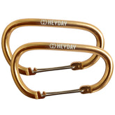 Lifetime Decoys big gold aluminum carabiner clip shown for outdoor gear use