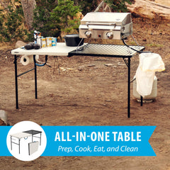 Lifetime Tailgate Table features built-in paper towel holder for quick cleanups