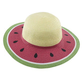 LIFKOME watermelon design wide-brim straw hat for outdoor sun protection.