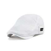Lifup men's mesh flat cap front view showing breathable comfort for sunny days