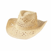 Lifup straw cowboy hat beige front view with shapeable brim and breathable weave