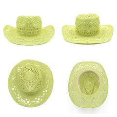Lifup straw cowboy hat side view showing breathable weave and silhouette