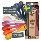 Light My Fire Spork Original 10-Pack packaging, ready for eco-friendly outdoor meals.