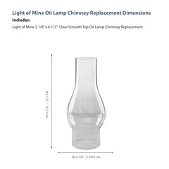 Light of Mine oil lamp chimney, replacement, perfect 2-1/8 inch base for secure fit.