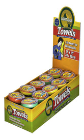Lightload Towels compressed tablet size saves space in your backpack for travel.