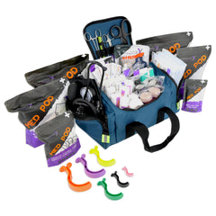 Lightning X blue compact medic bag front view for EMS transport and quick access.