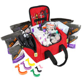 Lightning X Value compact medic bag front view, sturdy red design for quick access to tools