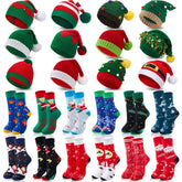 Liitrsh 24 Pack Christmas knitted beanie hats and socks set – assorted festive colors