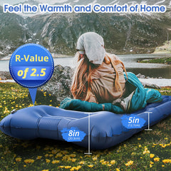 LILTSDRAE sleeping pad side view demonstrates comfortable support for back, side, and stomach sleepers.