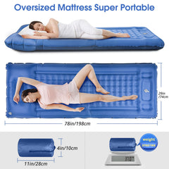 LILTSDRAE sleeping pad top view shows oversized dimensions for versatile lying positions.