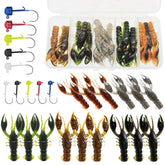 Lilureena 25 piece bass fishing kit with soft plastic crayfish lures