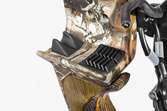 Fall Away Arrow Holder securing arrow on arrow shelf