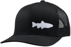 LINDO Trucker Hat Trout Fishing 2.0 Black, front view, comfortable all-day wear.