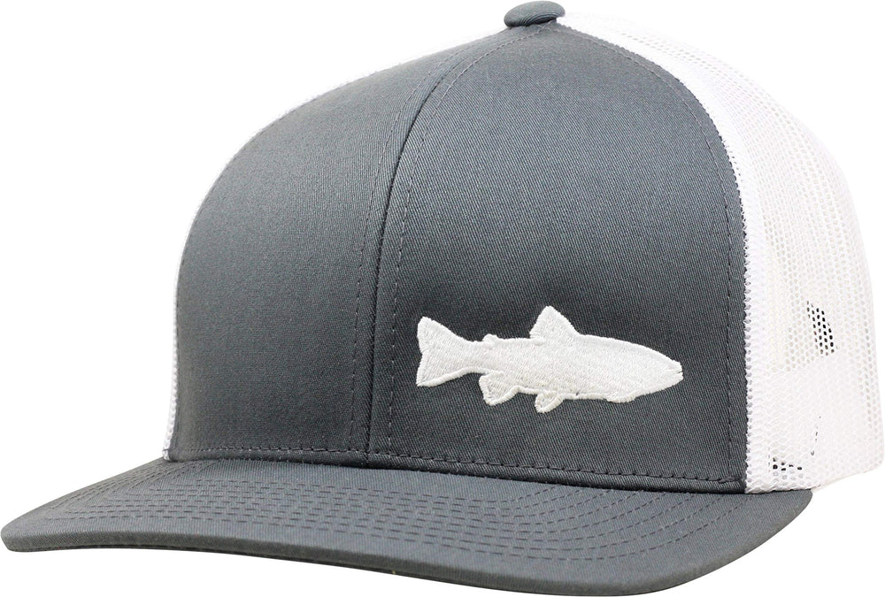 LINDO Trucker Hat Trout Fishing 2.0 in gray-white, simple style for outdoor wear
