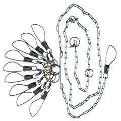 Lindy chain stringers with nine swivels for secure fish handling and flexible setup.