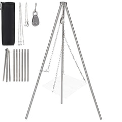 Lineslife Campfire Tripod assembly shows quick, tool-free setup for outdoor cooking