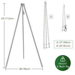 Lineslife Campfire Tripod push-button legs allow fast, tool-free setup