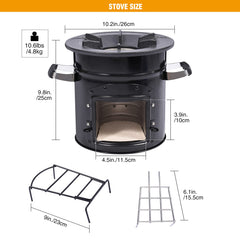 Lineslife rocket stove side view highlighting sturdy steel body for rugged trips