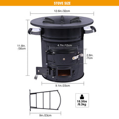 Lineslife rocket stove top diameter 12-6-inch highlights ample cooking surface for pots.