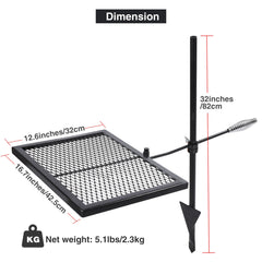 Lineslife Swivel Campfire Grill Grate 360° rotation enables precise heat control for meals.