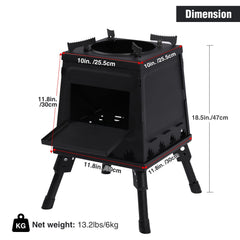 Lineslife wood-burning camp stove assembled with top view for pot compatibility