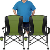 LING RONG 2-pack oversized folding camping chair folded for easy transport and storage.