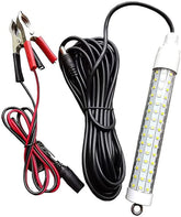 Front view of Linkstyle 120 LED underwater fishing light mounted on a boat with 6m cord