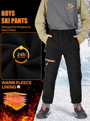 linlon kids snow pants insulated fleece lining stay warm during winter activities