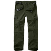 Linlon Kids Cargo Pants Army Green front view highlights rugged outdoor style and quick-dry fabric.