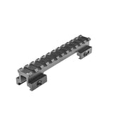 Lion Gears BridgeMount Rail Picatinny riser on rifle, sturdy 12-slot platform.