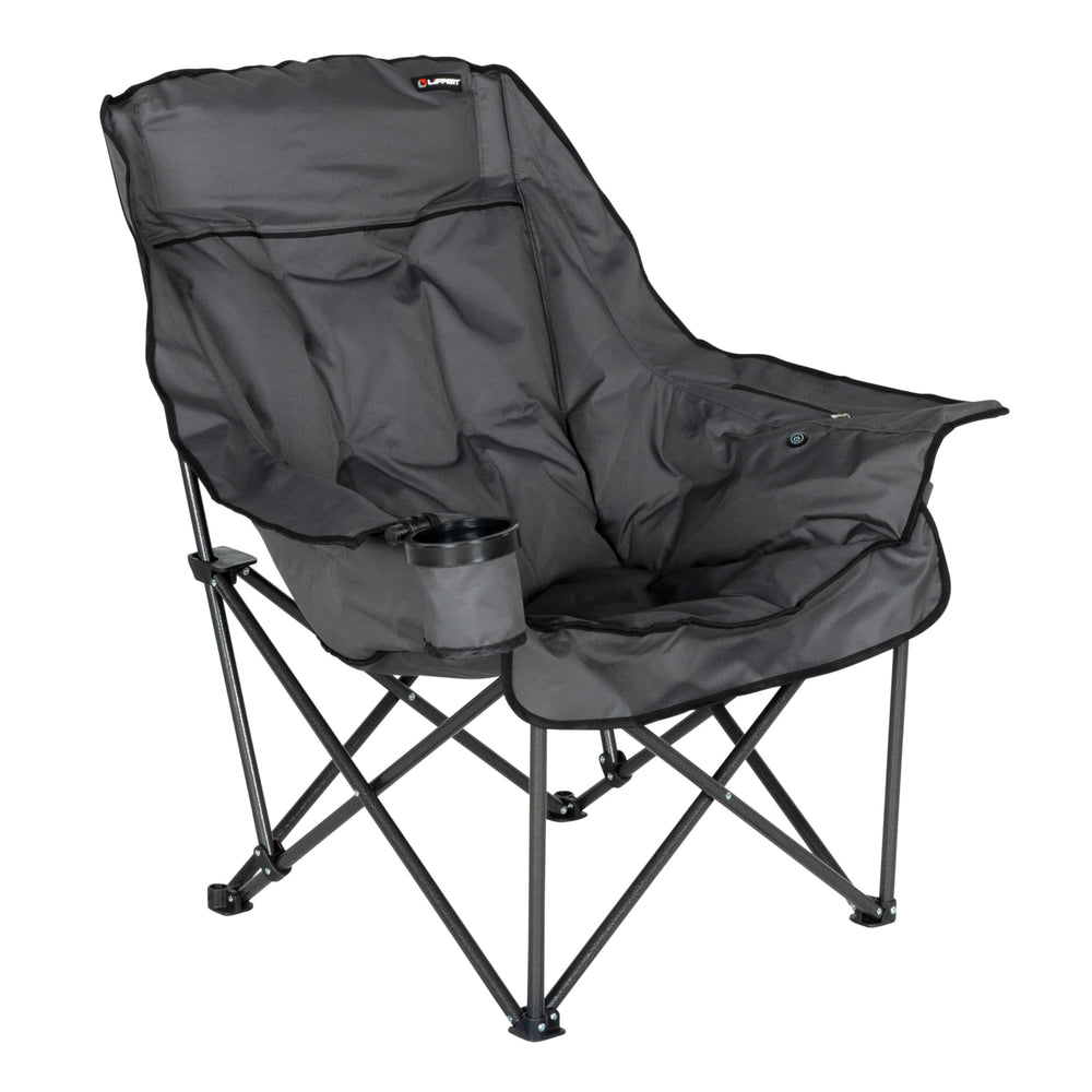 Lippert Big Bear heated chair with dual heat zones for targeted warmth outdoors.