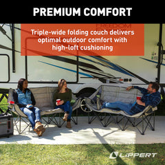 Lippert Campfire Couch dual cupholders keep beverages within reach