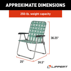 Lippert chair uses UV-resistant nylon to maintain color in sunny settings