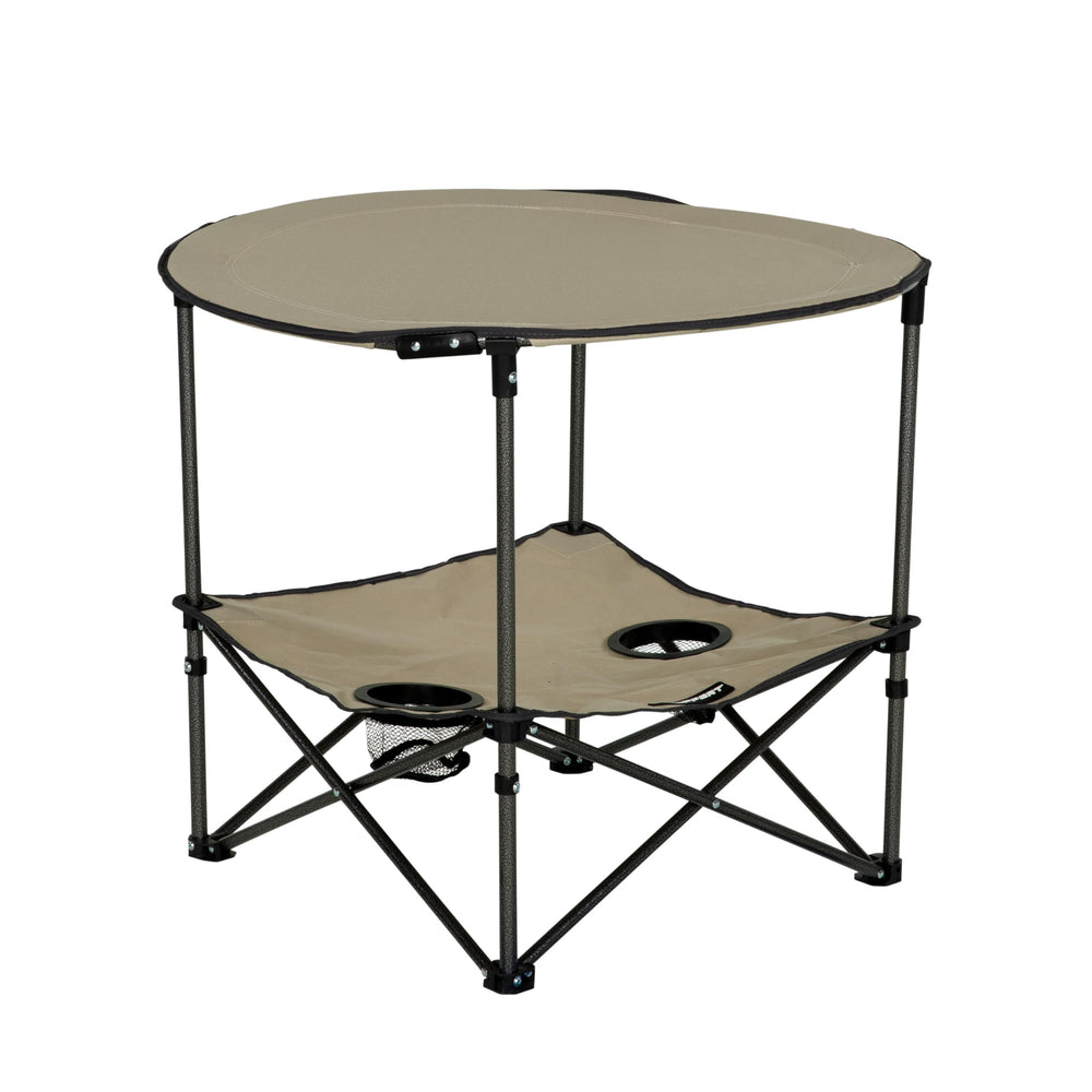 Lippert Sand two-tier table side view shows a compact outdoor surface for meals and gear.