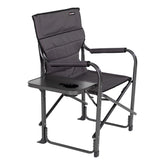 Lippert Scout Plus director chair with side table shows a sturdy steel frame for heavy-duty outdoor seating.
