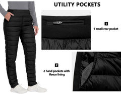 Little Donkey Andy puffer pants side view highlights sleek silhouette and mobility.