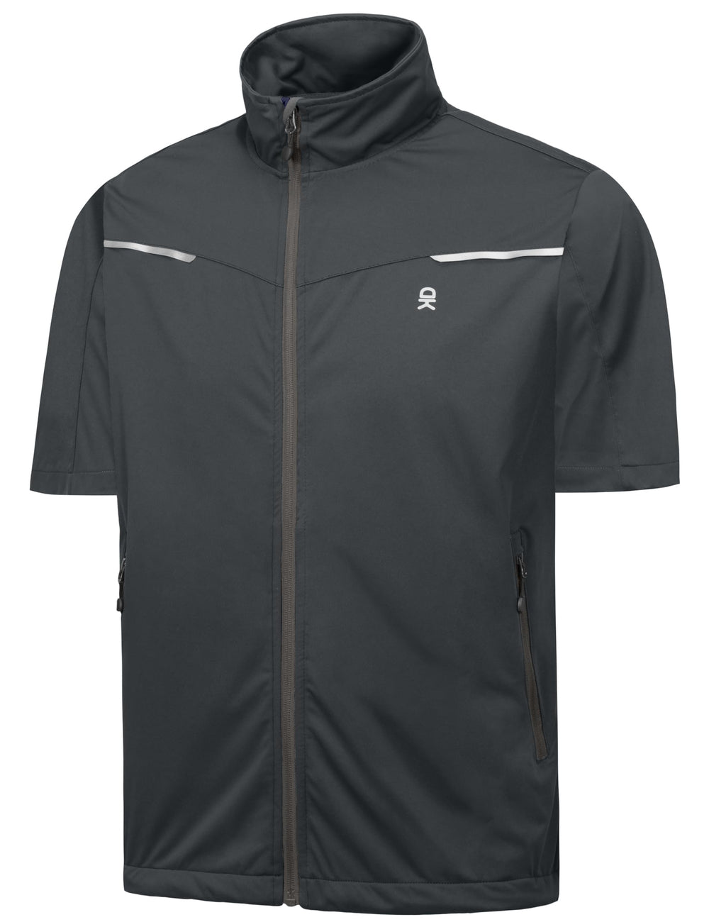 Little Donkey Andy vest front view with windproof softshell for cool weather warmth.