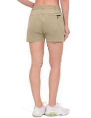 Little Donkey Andy khaki shorts highlight adjustable waistband for a personalized fit.