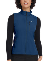 Little Donkey Andy women's vest front view shows breathable blue fabric for active wear.