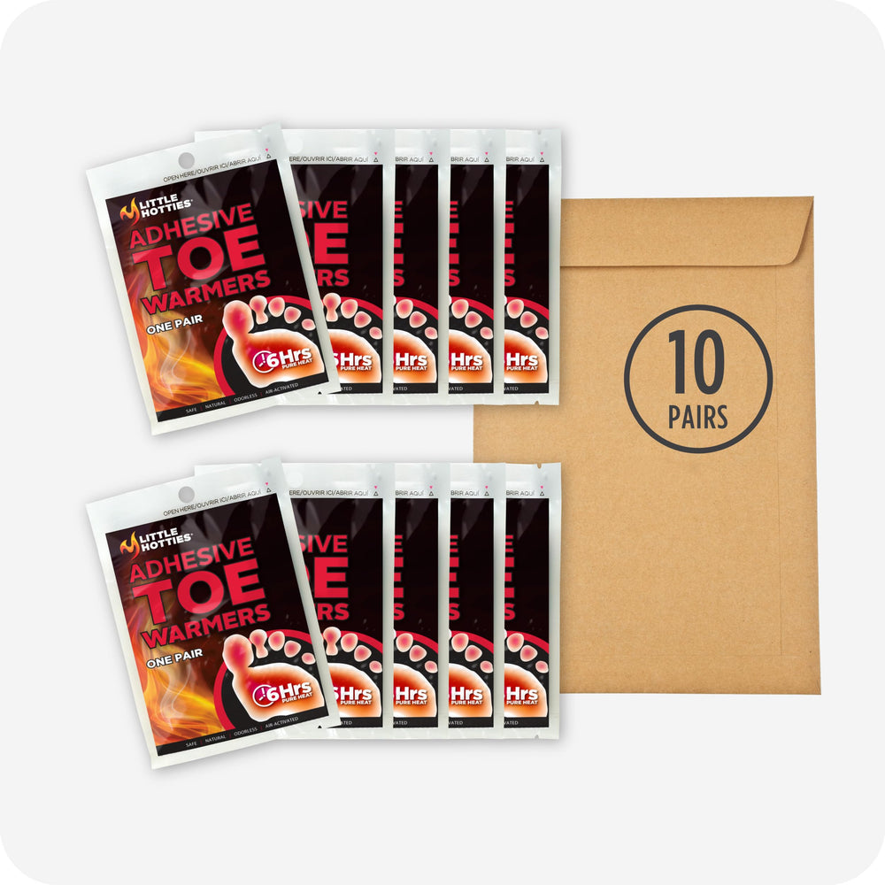 Little Hotties Toe Warmers 10-pack: adhesive warmth for outdoor adventures.
