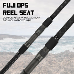 LITTMA carbon surf rod upgraded handle close-up with foam grip for comfortable casting.