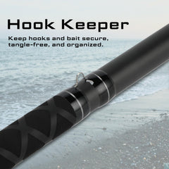 LITTMA 15ft surf rod shows graphite build for powerful long-range outings.